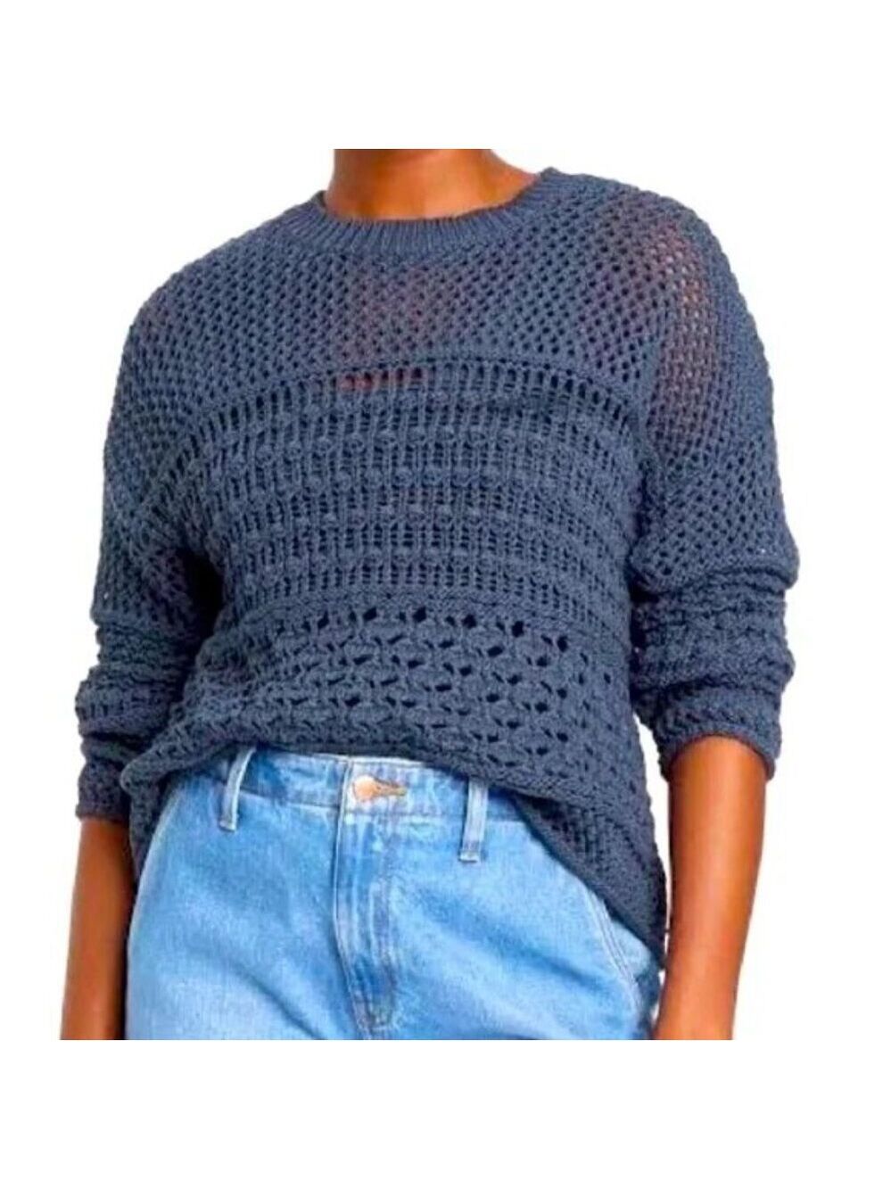 Women's Cable Knit Cropped Sweater Blue Universal Thread/